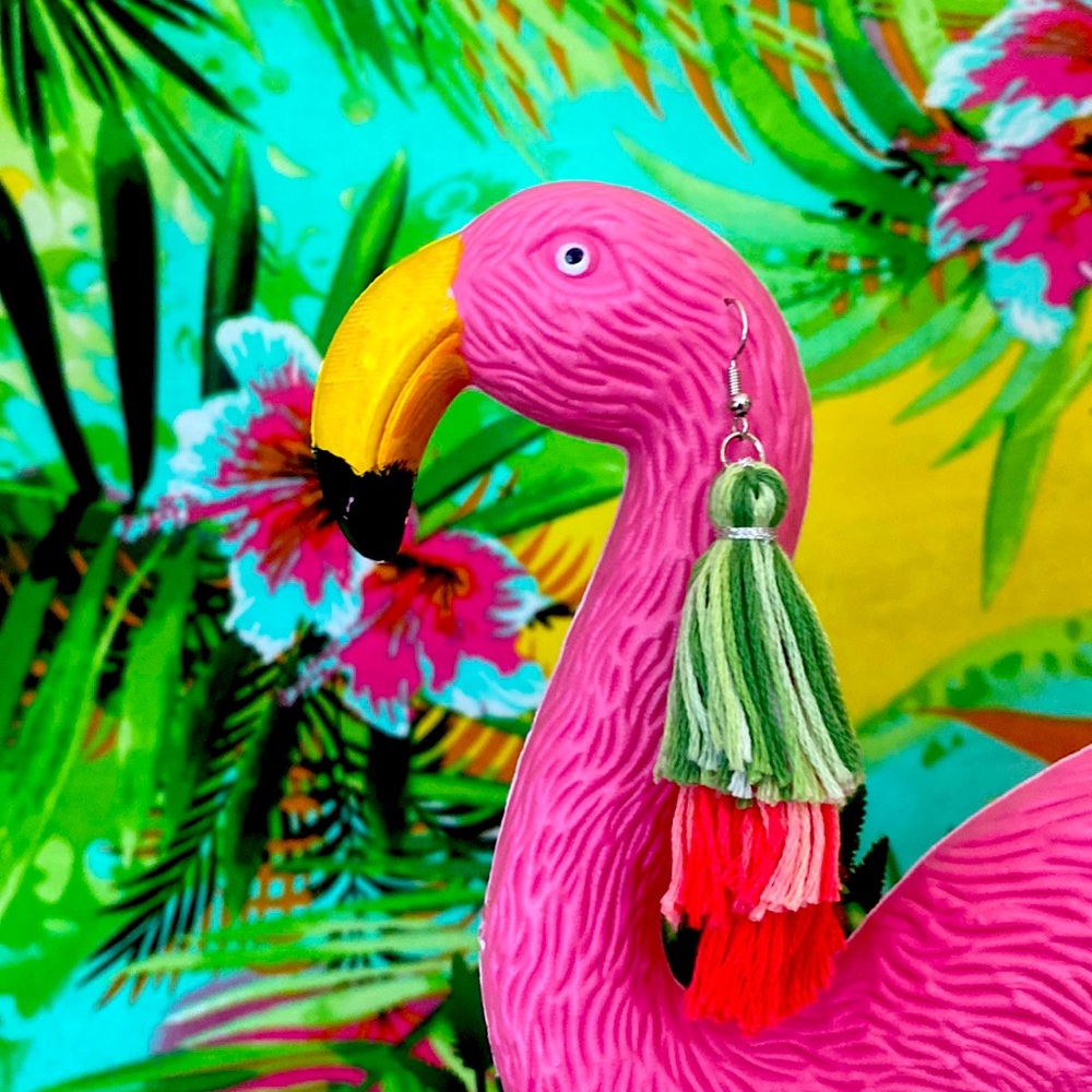 Lucky Bummer, watermelon, 2 3/4 in, pink, green, earrings *pierced*